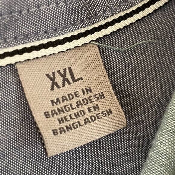 Hurley Essential Slub Cotton Short Sleeve Woven Button Down Shirt Blue/Green XXL - Picture 7 of 13